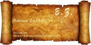 Barna Zoltán névjegykártya